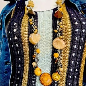 Chicos beaded, Silvertone necklace, classy neutral colors